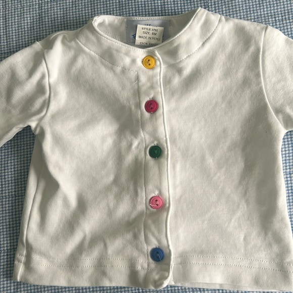 Florence Eiseman 6 month white cotton sweatshirt colorful buttons - Picture 2 of 5